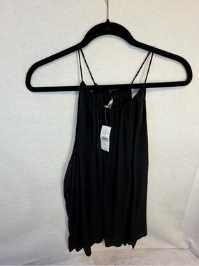 LOFT Black Spaghetti Strap Flowy Tank Size XL NWT